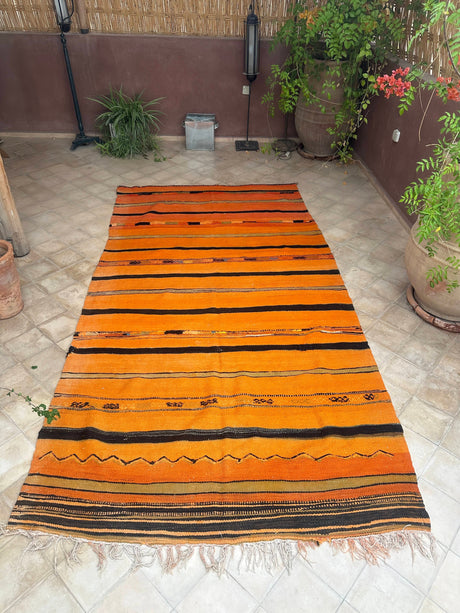 Moroccan Vintage Berber Striped Kilim Rug: Explore Enduring Beauty-2