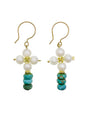 Freshwater Pearls Crafted Flower with Turquoise Earrings JE041-0