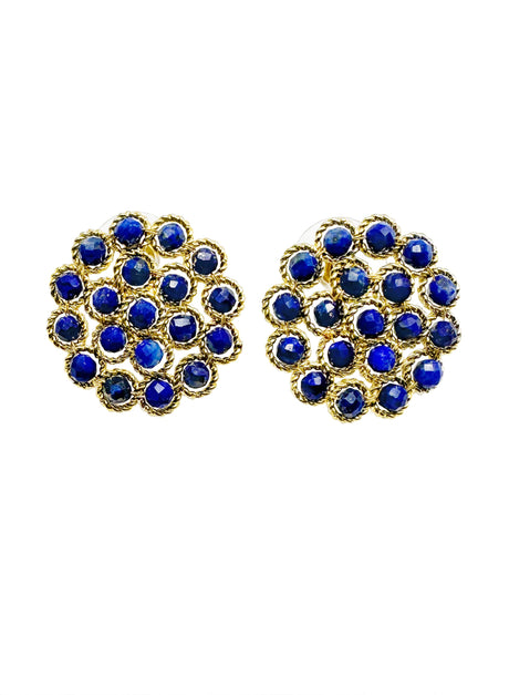 Simple Round Lapis Stud Earrings KE008-0