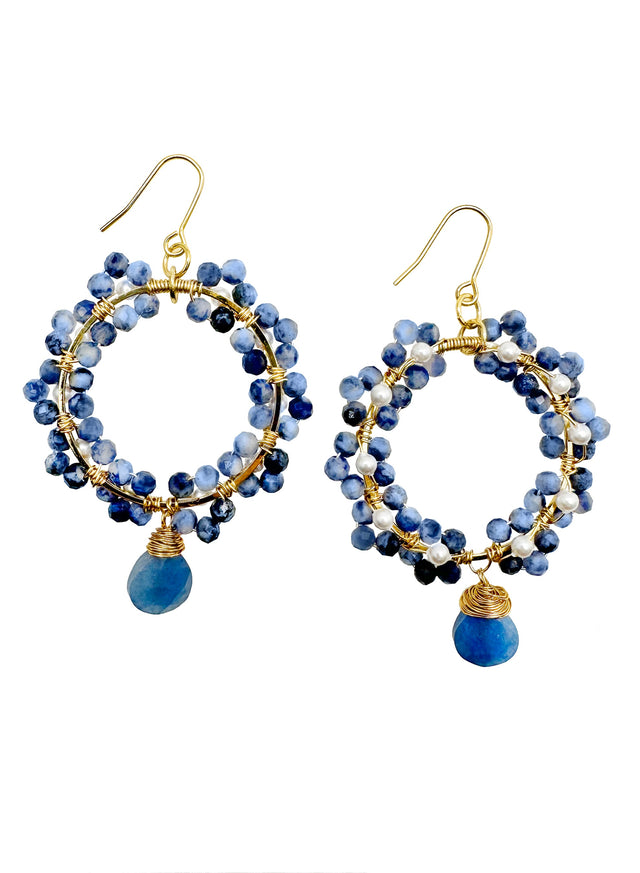 Blue Sodalite Dangle Earrings KE009-0