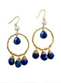 Bohemian Style Lapis with Freshwater Pearls Dangle Earrings KE010-0