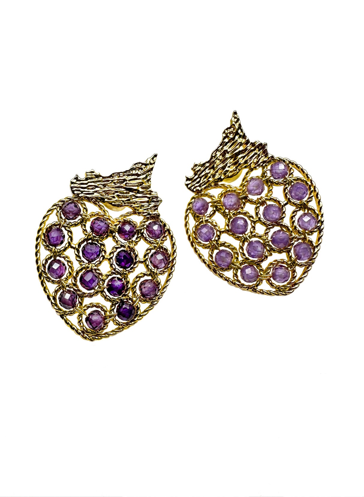 Strawberry Shaped Amethyst Setting Statement Earrings KE023-1