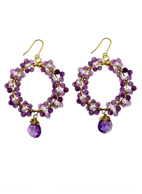 Handcrafted Flower Amethyst Earrings KE027-0