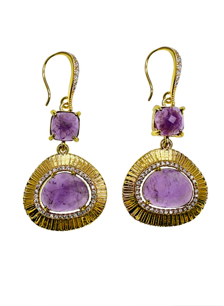 Amethyst Teardrop Dangle Earrings KE028-0