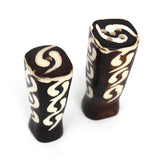 African Natural Bone Salt & Pepper Shakers, Traditional Batik Designs