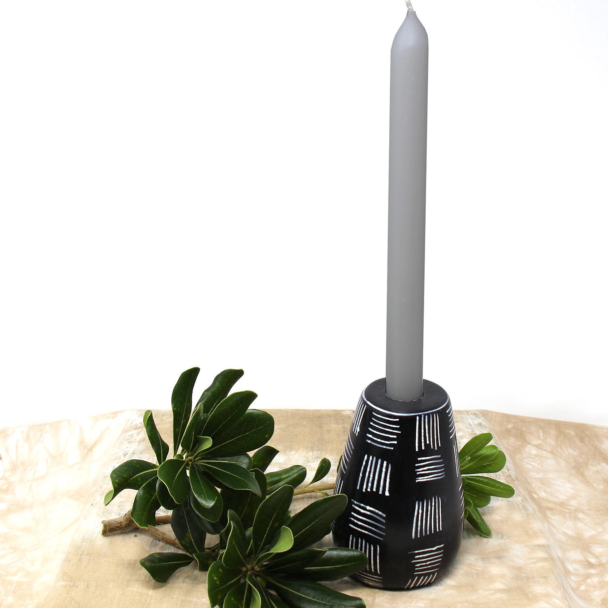 Tall Round Soapstone Candle Holder