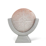 Compass Soapstone Sculpture, Light Gray Stone