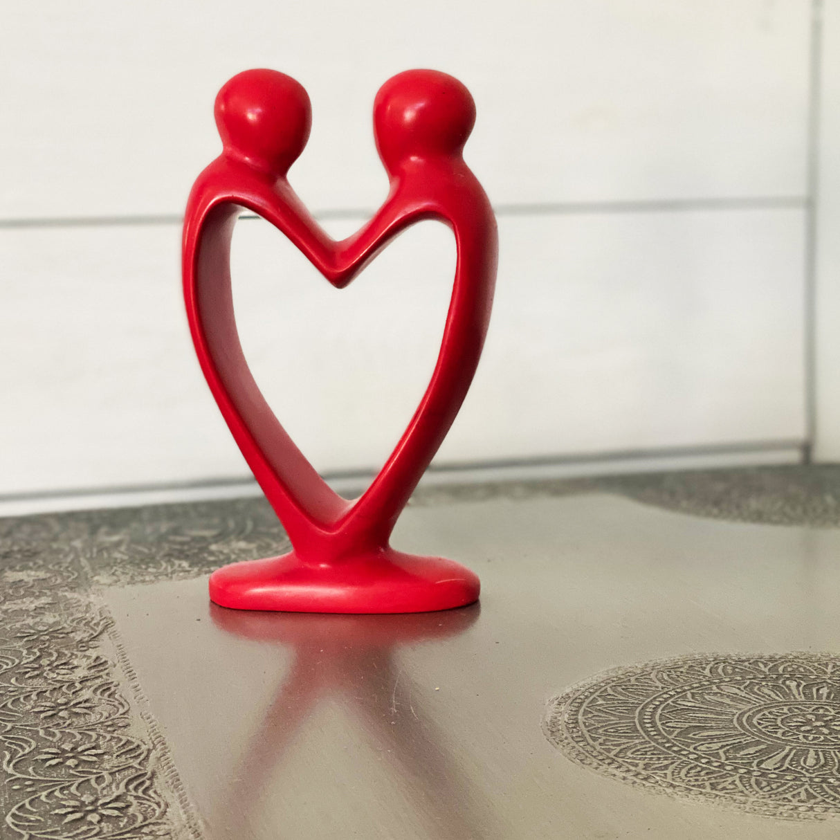 Soapstone Lovers Heart Red - 6 Inch