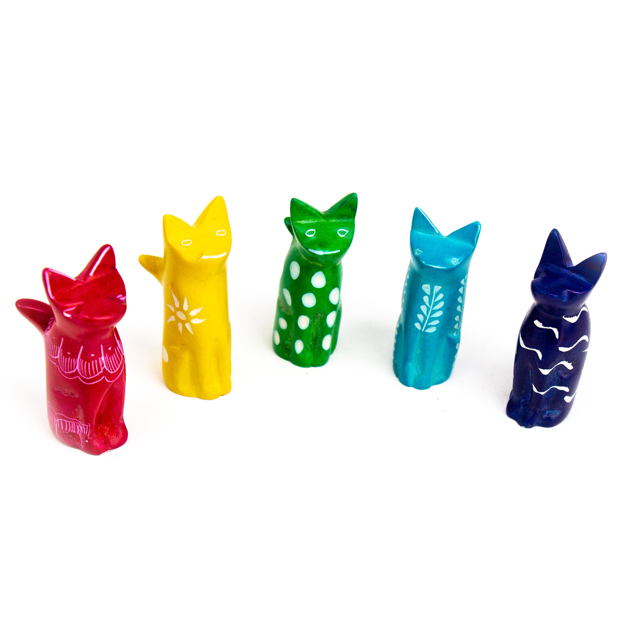 Soapstone Tiny Sitting Cats - Assorted Pack of 5 Colors