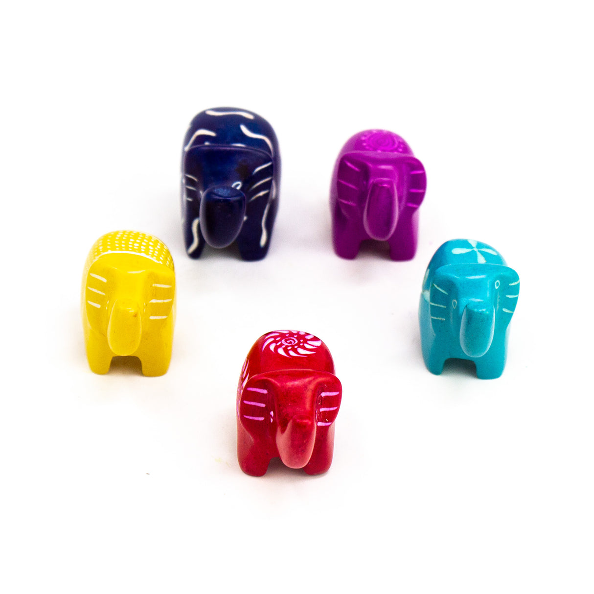 Soapstone Tiny Elephants - Assorted Pack of 5 Colors