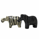 Zebra Soapstone Sculptures, Set of 2