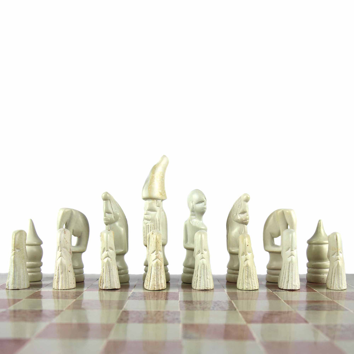 Hand Carved Soapstone Maasai Chess Set - 14" Board