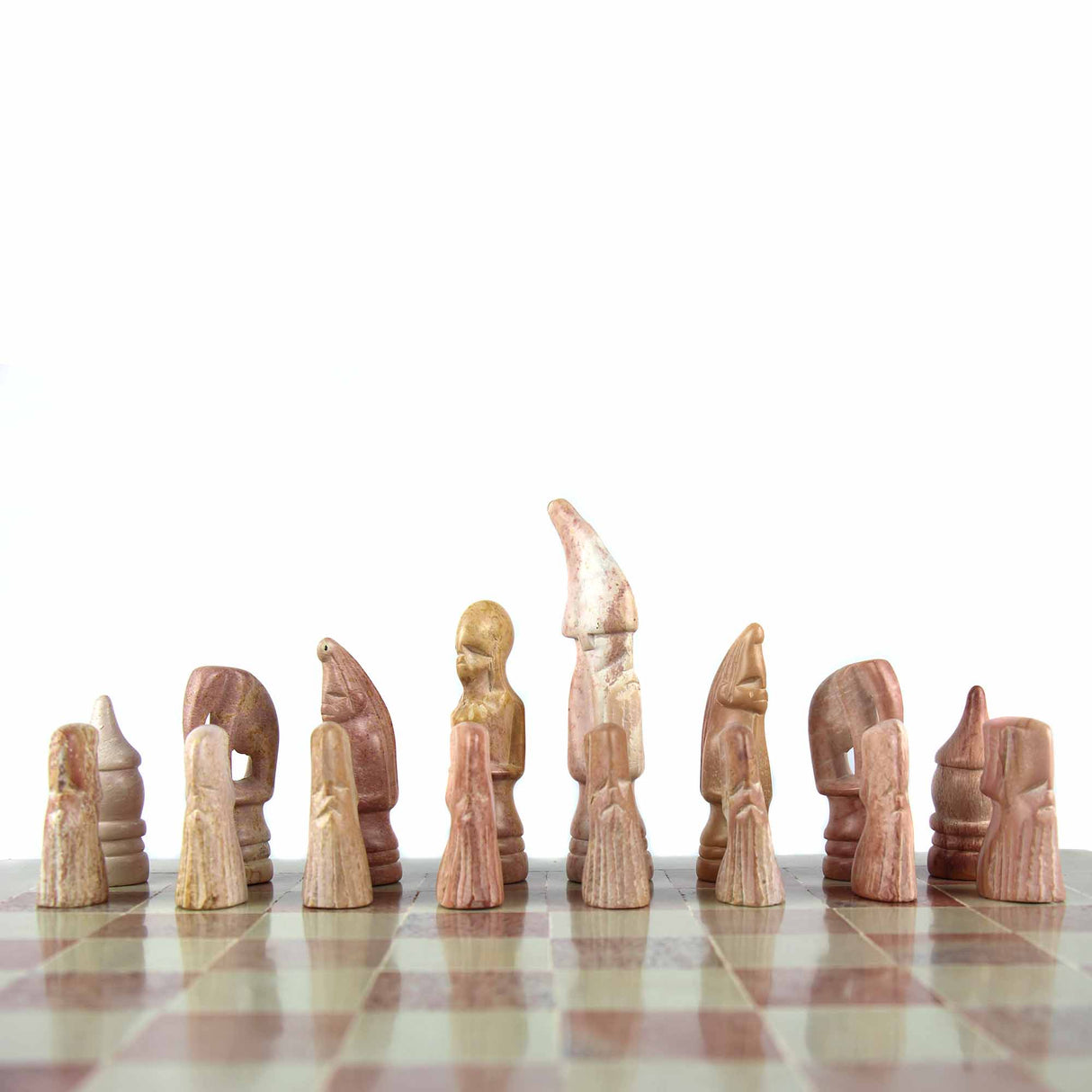 Hand Carved Soapstone Maasai Chess Set - 14" Board