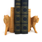 Carved Wood Lion Book Ends, Set of 2