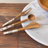 Simple Batik Olive Wood Appetizer Set of 3 (Fork, Spoon, Spreader)