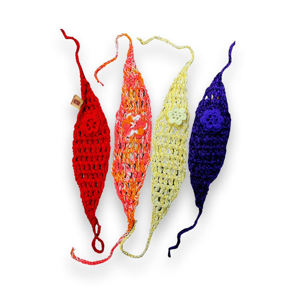 Knit Handmade Headband Flower Assortment 3" x 10" Multicolored