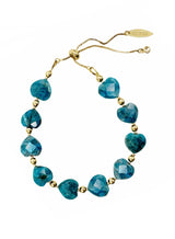 Heart-Shaped Blue Apatite Adjustable Bracelet LB009-0