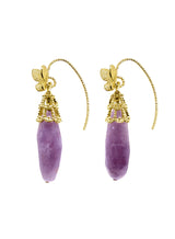 Teardrop Orchid Gemstone with Butterfly Hook Earrings LE014-0