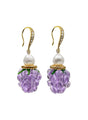 Purple Glass Raspberry with Freshwater Pearls Earrings LE015-0