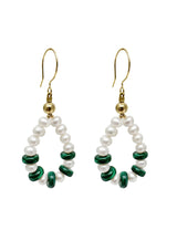 Handcrafted Teardrop Freshwater Pearls With Malachite Earrings LE028-0