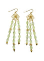 Bohemian Flower Frame with Prehnite Beaded Tassel Earrings LE033-0