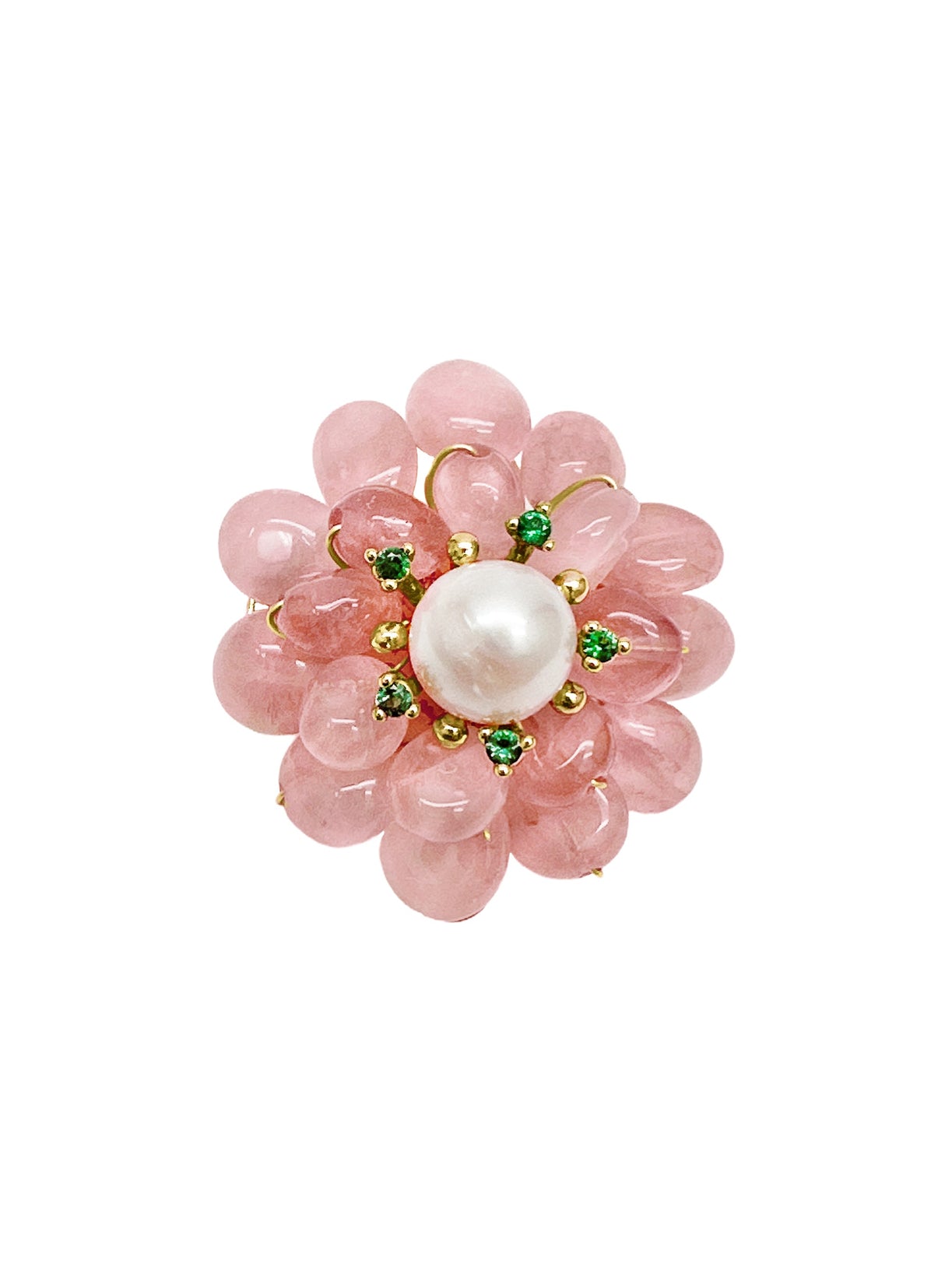 Flower Shaped Rose Quartz Brooch LP002-0