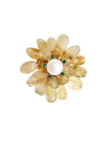 Prosperity Citrine Beads Flower Brooch LP005-0