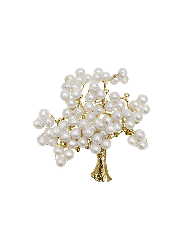 Handcrafted Freshwater Pearls Tree Brooch LP007-0