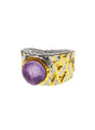 Amethyst Stone Platinum Plated Brass Adjustable Ring LR003-0