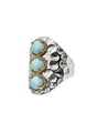 Turquoise Stones Platinum Plated Brass Adjustable Ring LR005-0