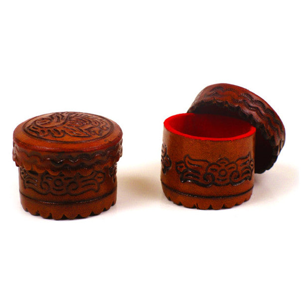 Leather Ring Box Tooled Peru Lined Interior