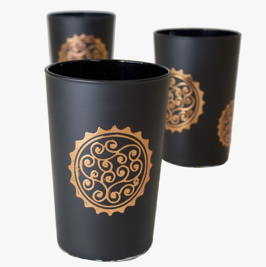 Luxury Massira Tea Glasses, Bronze in Black