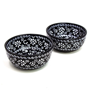 Set of 2 Handmade Pottery Appetizer & Dip Bowls in Ink Color