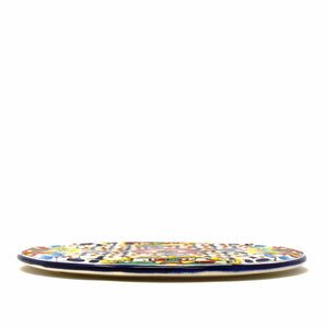 Handmade Pottery 8" Trivet or Wall Hanging, Dots & Flowers