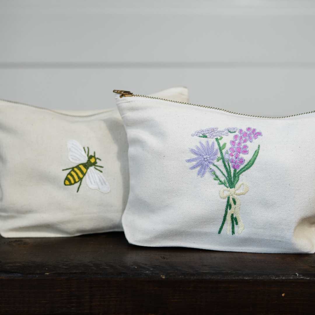 Embroidered Canvas Zipper Pouch from Haiti
