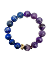 Amethyst And Blue Lapis Chunky men's Bracelet MEB03-3