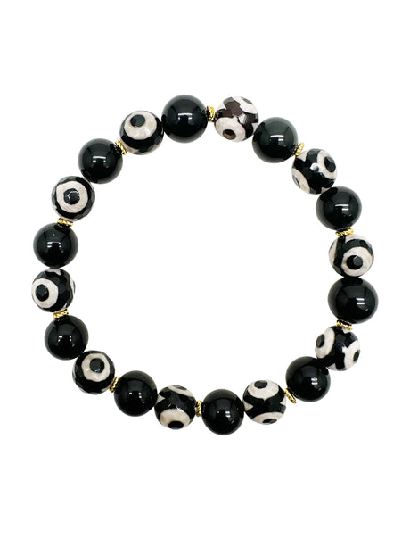 Black And White Dzi Agate Bracelet MEB08-1