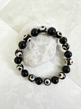 Black And White Dzi Agate Bracelet MEB04-0