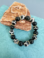 Black And White Dzi Agate Chunky Bracelet MEB05-0