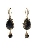 Black Agate Teardrop Earrings NE004-0