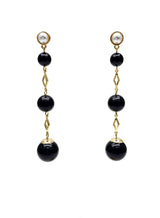 Black Obsidian Dangle Earrings NE006-0