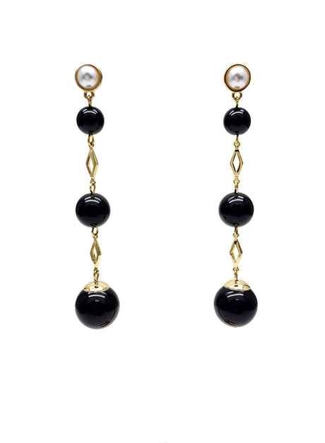 Black Obsidian Dangle Earrings NE006-0