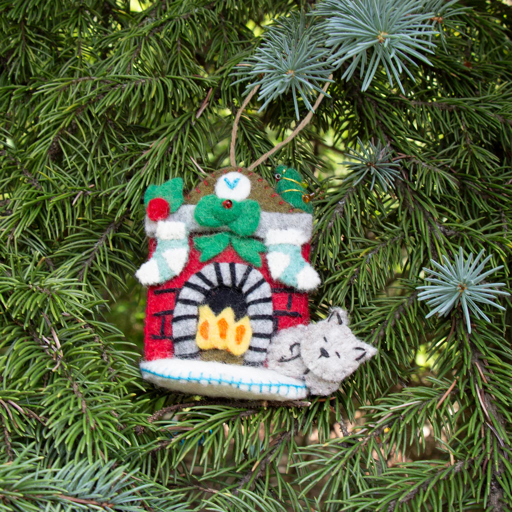 Night Before Xmas Cat Handmade Felt Ornament