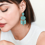 Nihira Teal Patina Chandelier Earrings