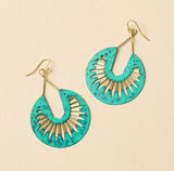 Nihira Teal Patina Dangling Hoop Earrings