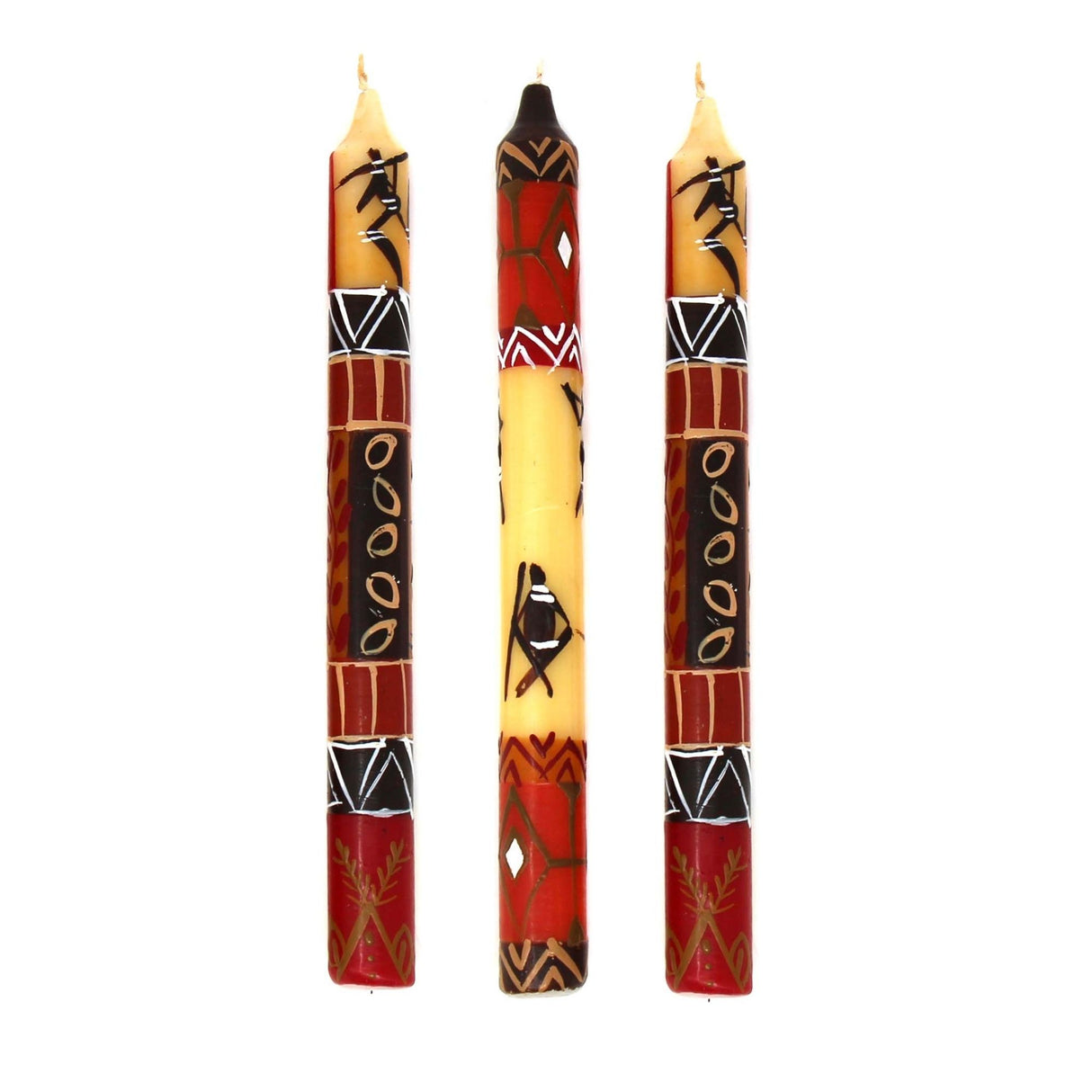 Set of Three Boxed Tall Hand-Painted Candles - Damisi Design