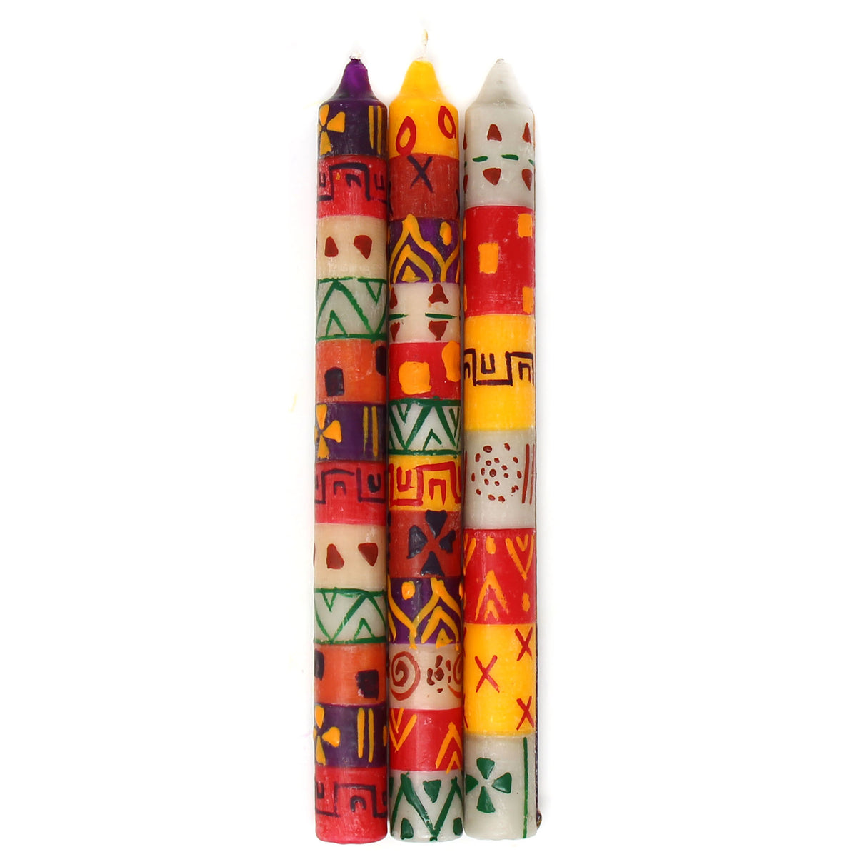 Set of Three Boxed Tall Hand-Painted Candles - Indabuko Design