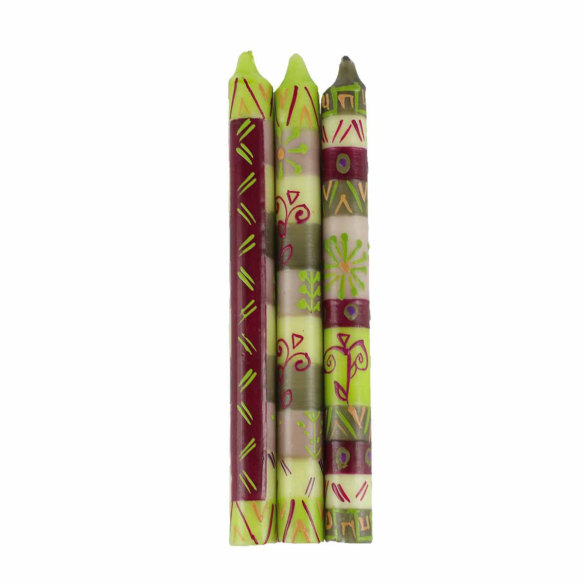 Hand Painted Candles in Kileo Design (three tapers)