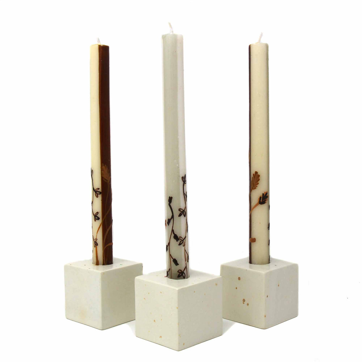 Tall Hand Painted Candles - Three in Box - Kiwanja Design