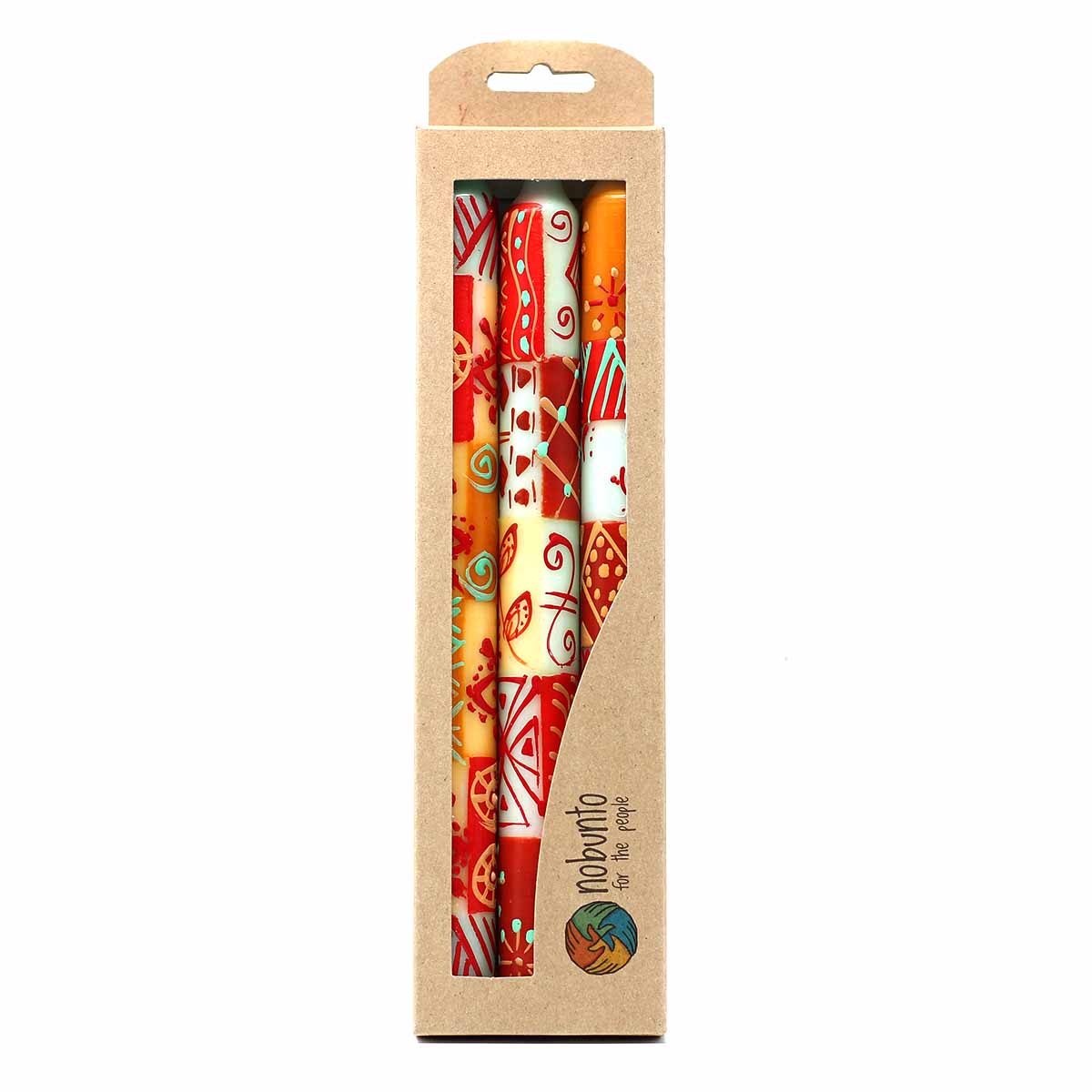 Hand Painted Candles in Owoduni Design (three tapers)